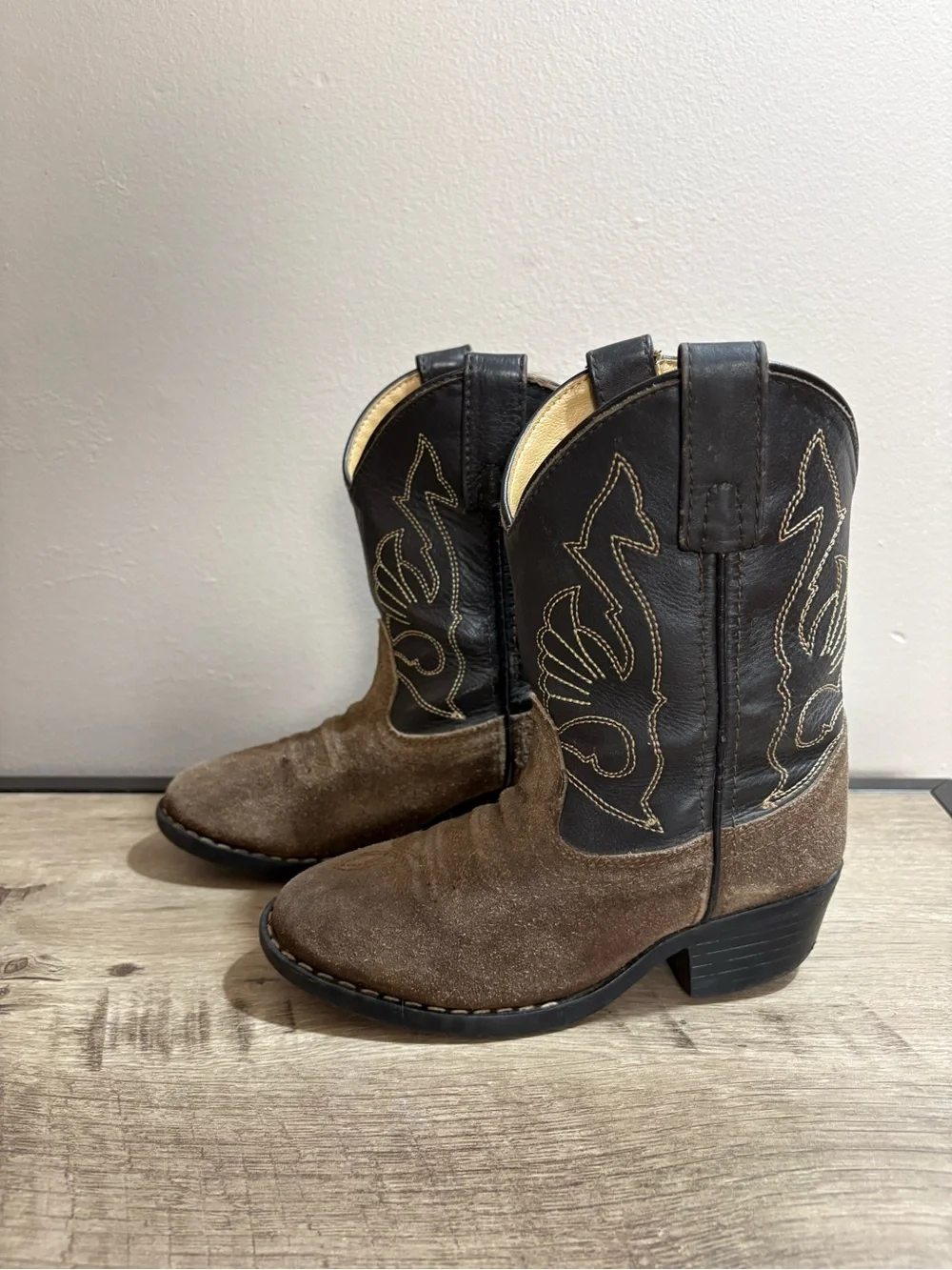 Little Boy's MASTERSON Brown Suede & Leather COWBOY Western RODEO BOOTS  11  M